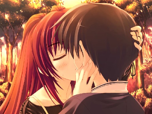 anime love. emo anime love kiss
