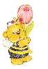 bee bear with pink tulip