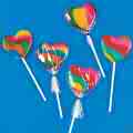 4 tiny rainbow heart lollypops