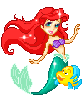 Ariel and flounder swimming