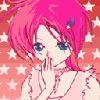 pink haired girl blowing kiss