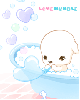 cute kawaii blushy puppy love bubble in the bath