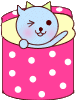 cute kawaii blue kitty in a pink box
