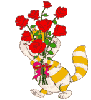 Cat with roses