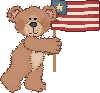 Bear holding flag