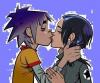 one gorillaz is kissing...