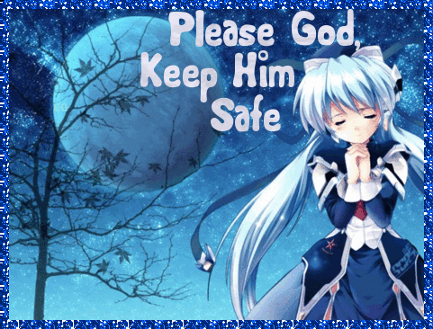 Anime Girl Praying (by the moon)- Please God, Keep Him Safe