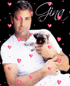 George Clooney with Pug Dog (with floating hearts)- Gina