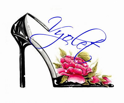 High Heel Shoe with Pink Rose (with sparkles)- Vyolet