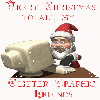 Santa on Computer (with snowfall effect)- Merry Christmas to All My Glitter Graphic Friends
