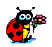 ladybug holding a flower