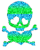 blue and green skull