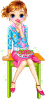 Girl eating strawberry at the chair