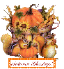 Fall scene with squirrels and Autumn Blessings message