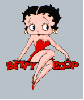 Betty Boop sitting on her name