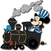 mickey on a train
