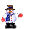 maggie snowball fight snowman