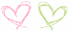 pink and green hearts