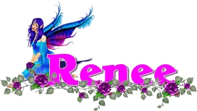 Renee with fairy and roses (in Glitter Text)