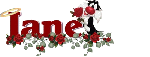 Jane with roses and Sylvester