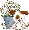 puppy and flowerpot