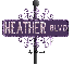 purple street sign heather BLVD