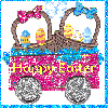 easter baskets on a wagon