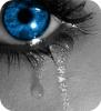 Sad dark blue eye