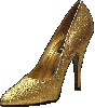 gold high heel shoe