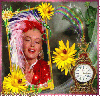 marilyn monre,clock,flowers