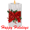 candle white with red bows happy holidays