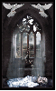 goth girl at cathedral window