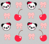 panda cherries bow background