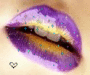 Purple and yellow, sparkly lips