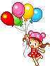 fly away balloons and girl