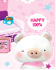 cute fluffy pig 100% happy