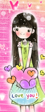 love you : cute girl with a bag of hearts