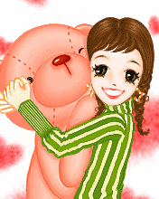 girl hugging a big teddy