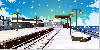 snowy day in train station