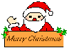 Santa with Merry Christmas sign