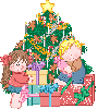 kids and christmas tree