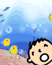 lil boy swimming in the sea