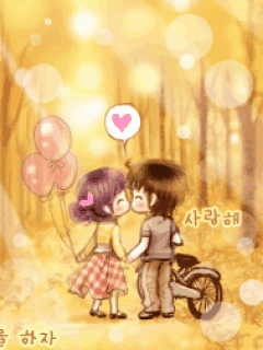 cute kawaii lil lovers kiss