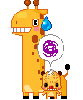 cute angry bear with giraffe