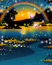 cute kawaii rainbow landscape