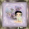 Betty Boop sitting among flowers in a heart