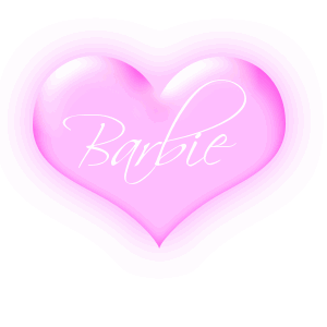 Barbie in a pink blinking heart